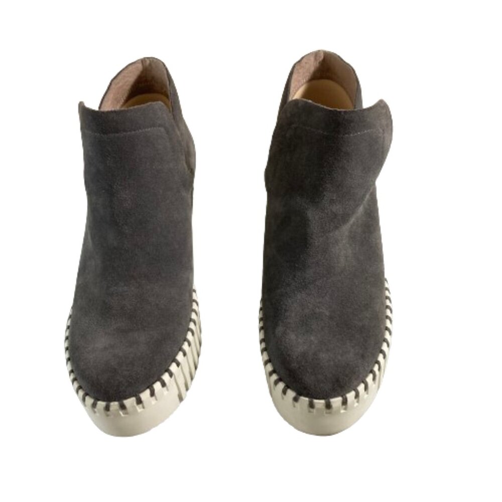 National Comfort Gray Suede Mini Boots Wedge Sporty EUC See Note on Size 9, 9.5